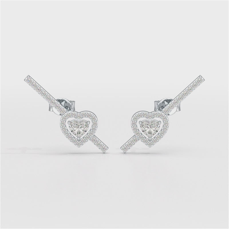 0.76 CT Lab Diamond Heart Cut Earrings