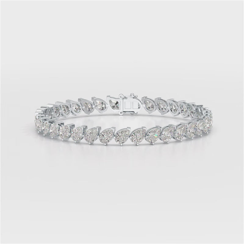 11.55 CT Pear Cut Diamond Bezel Tennis Bracelet White Gold