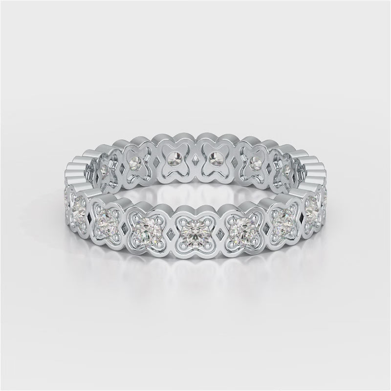 0.65 CT Flower Shape Eternity Ring with Round Cut Lab Diamonds