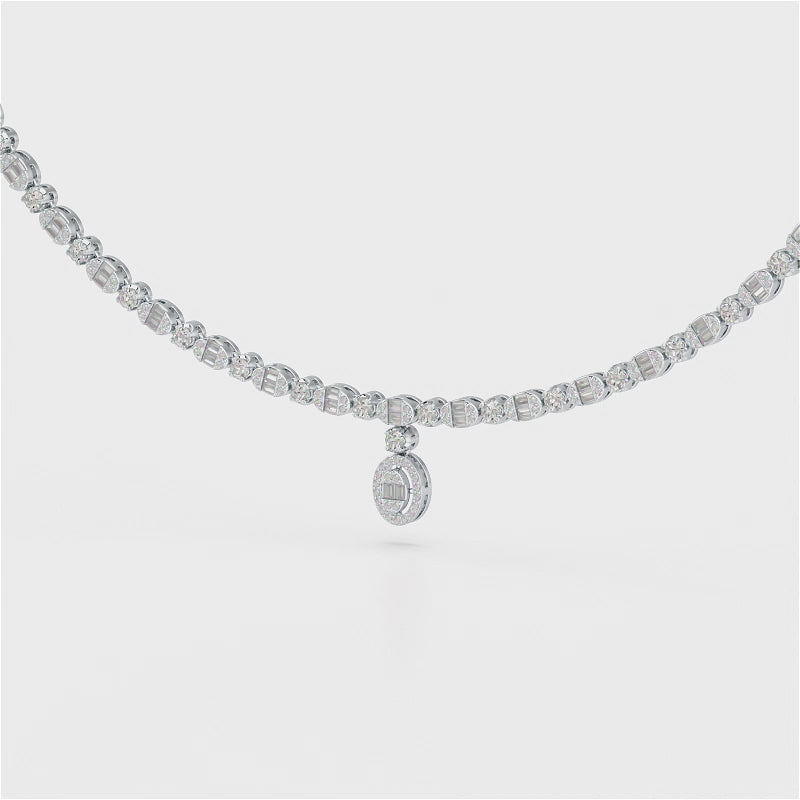 Baguette Cut Lab Created Diamond 3.53 CT Necklace