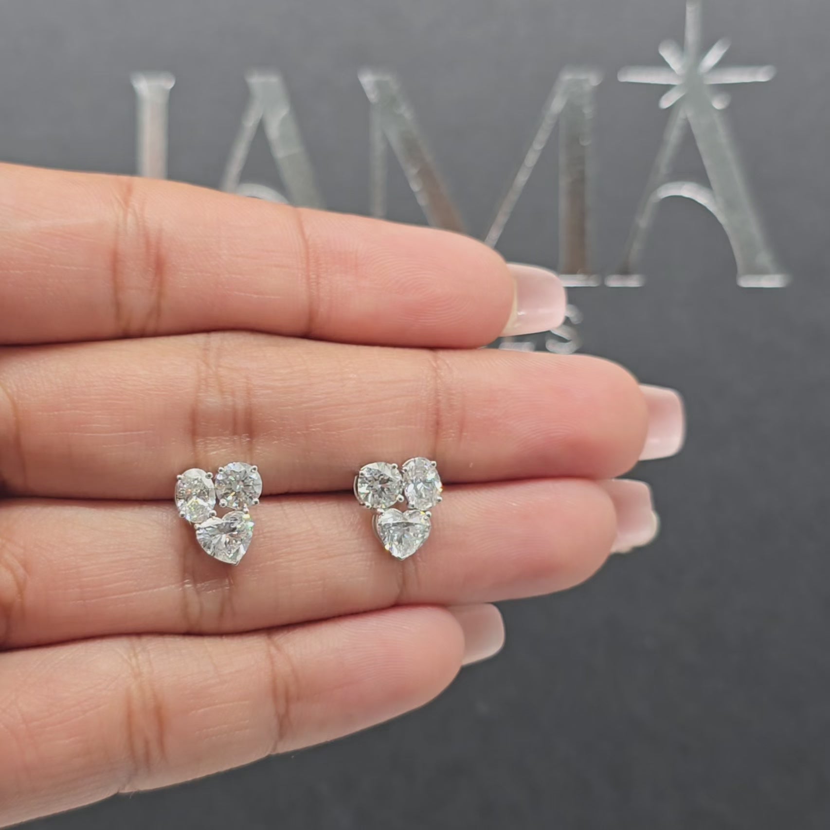 2.40 CT Three Stone Diamond Stud Earring (Ready for Delivery)