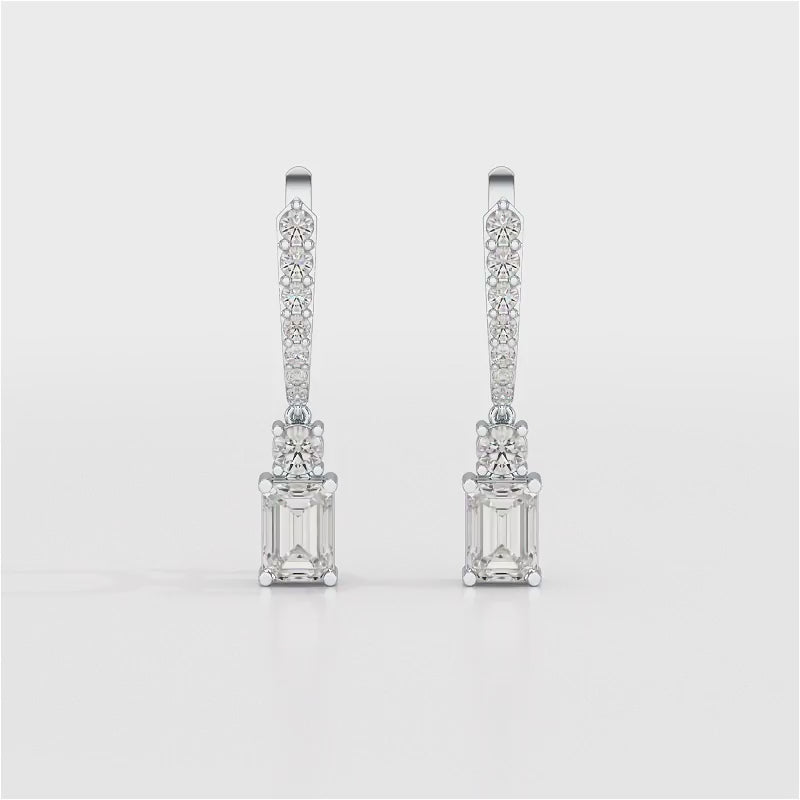 4.42 CT Emerald Cut Drop Lab Diamond Earring