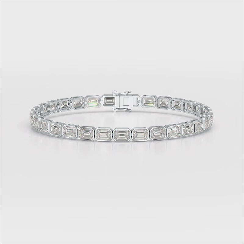9.90 CT Emerald Cut Diamond Bezel Tennis Bracelet