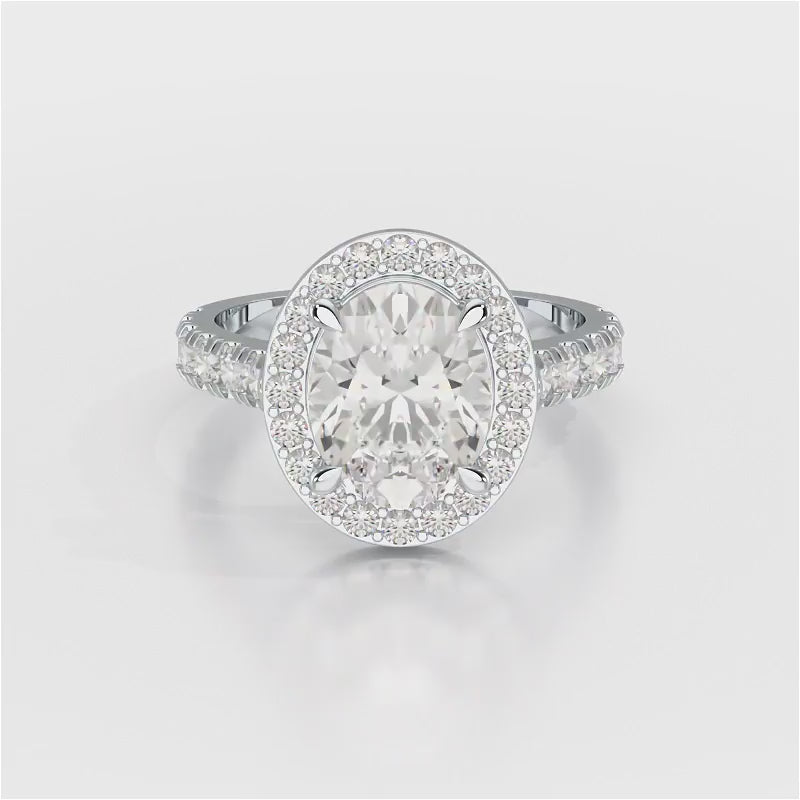 2.9 CT Oval Cut Halo Lab Diamond Ring