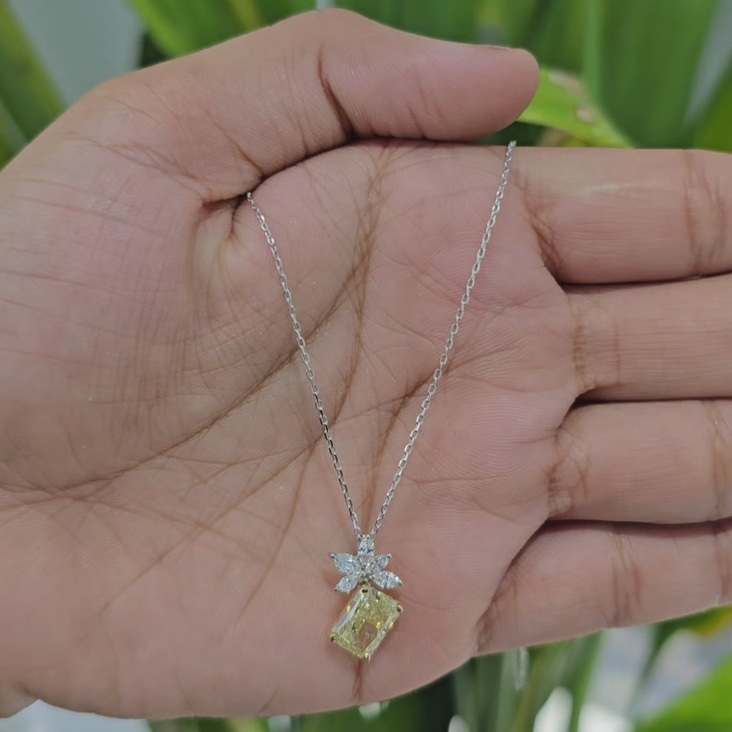 2.35 CT Maqruise & Radiant Cut Diamond Chain Pendant (Ready for Delivery)