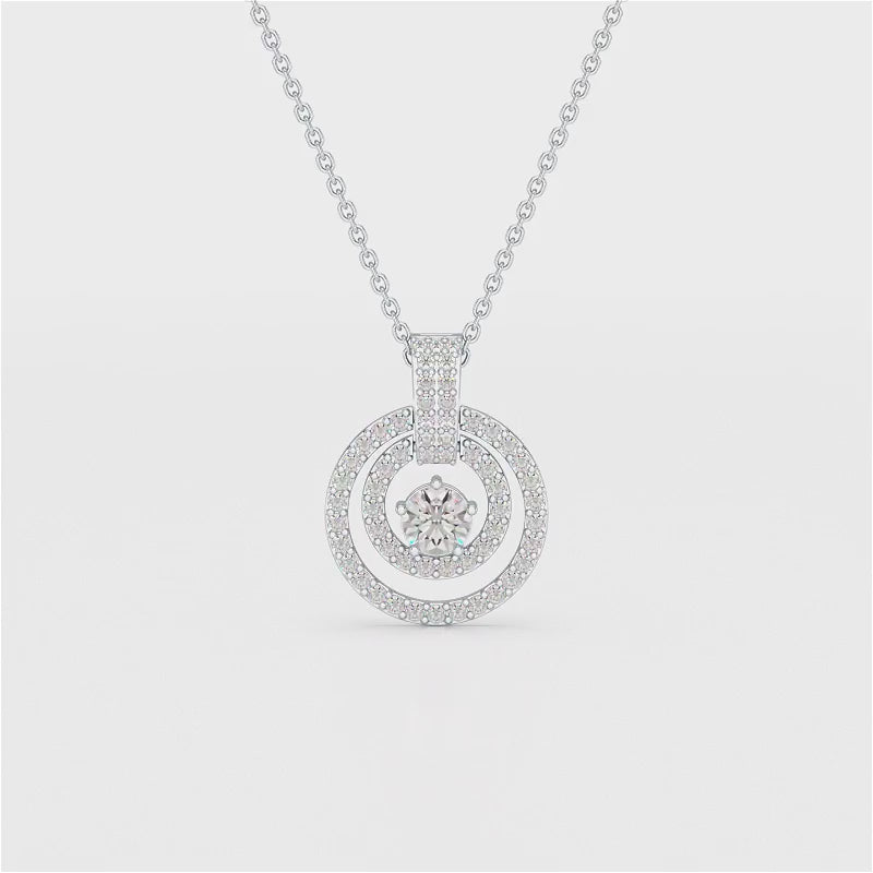 1.6 CT Lab Diamond Round Cut Chain Pendant