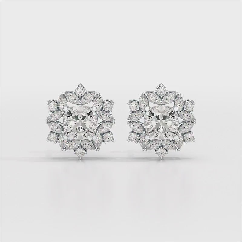2.94 CT Lab Diamond Halo Cushion Earring