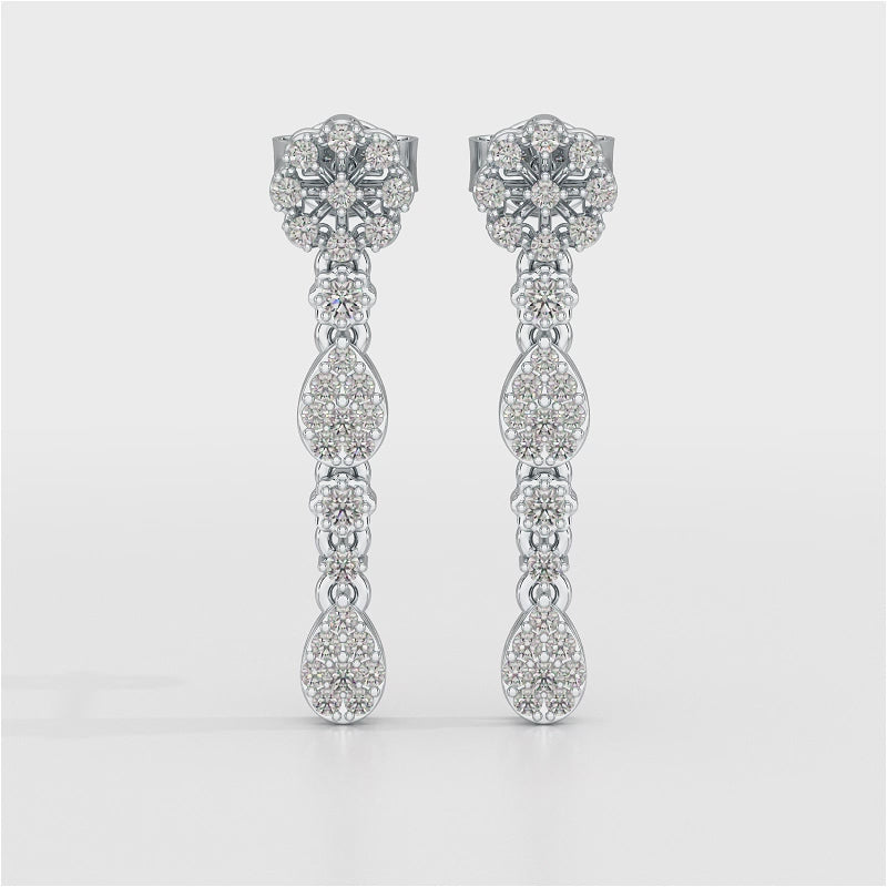 0.65 CT Lab Diamond Flower Dangle Drop Earring