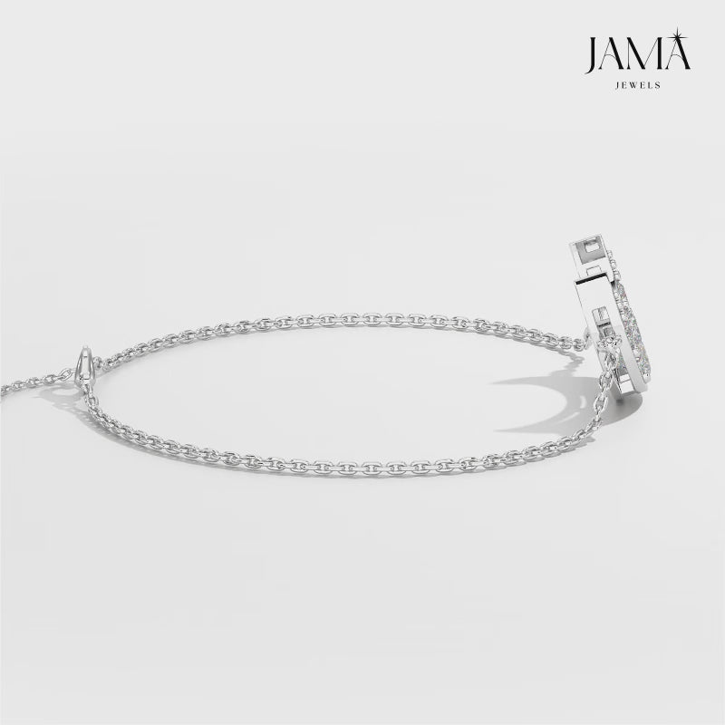 1.3 CT  Lab Diamond Crescent Moon Bracelet