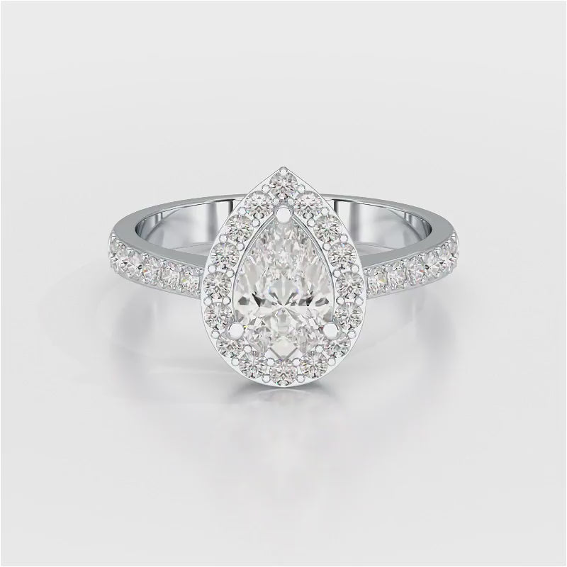 2.24 CT Pear Cut Halo Lab Diamond Ring