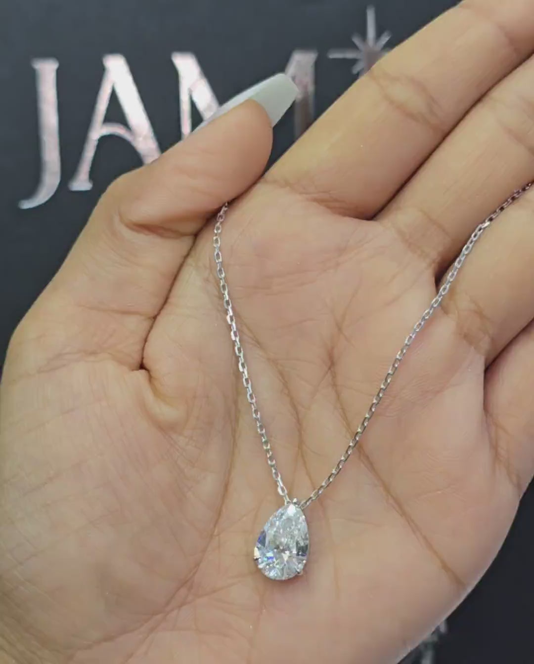 3.1 CT Lab Grown Diamond Pear Cut Single Stone Pendant (Ready for Delivery)