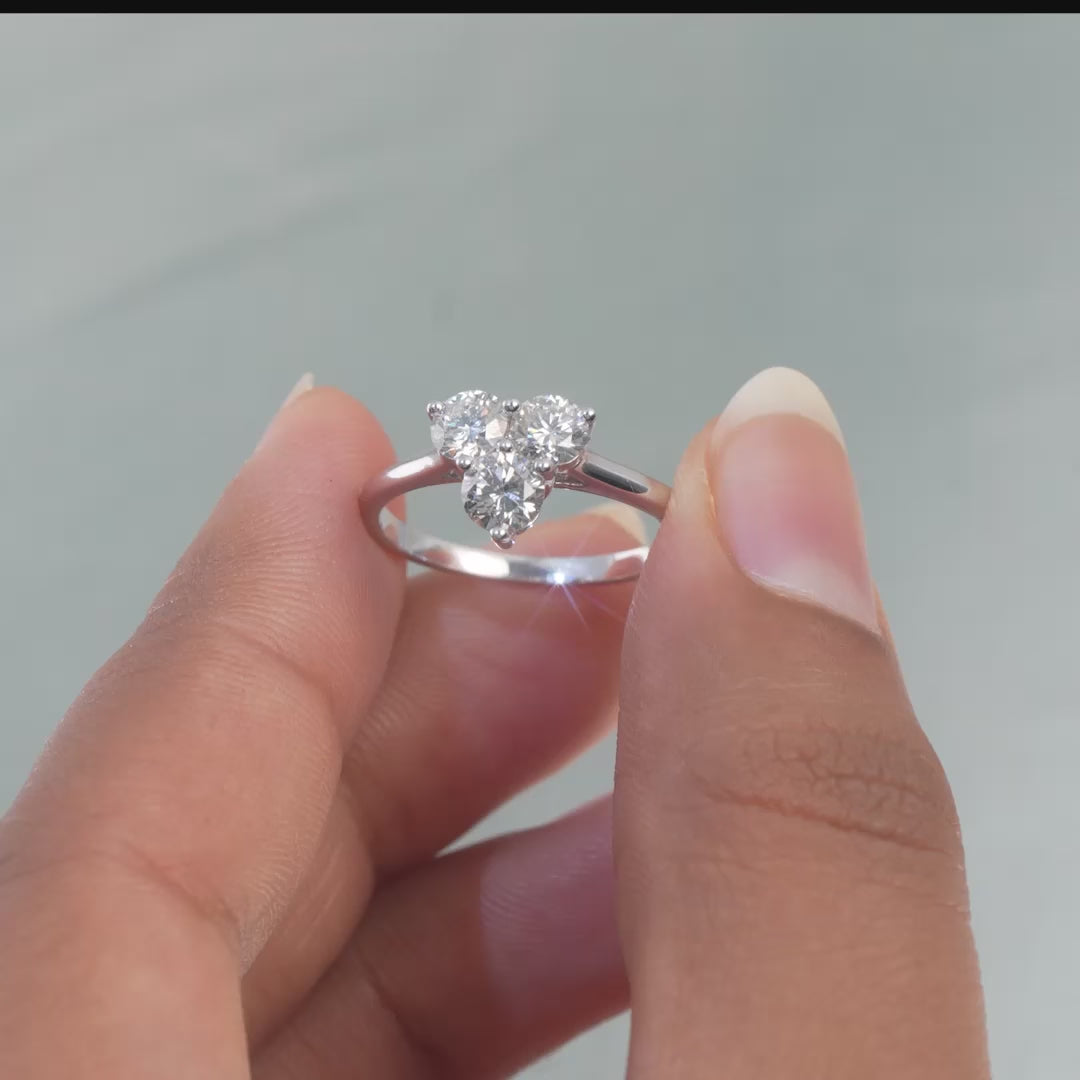 3 Stone Triangle Cut 1.03 CT Lab Diamond Ring