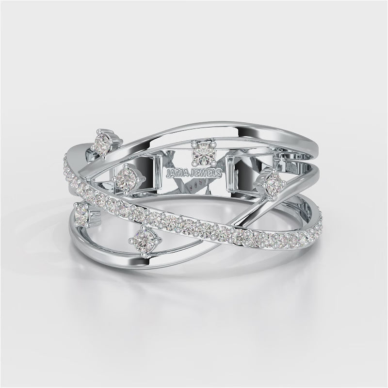0.30 CT Round Cut Lab Diamond Crossover Ring