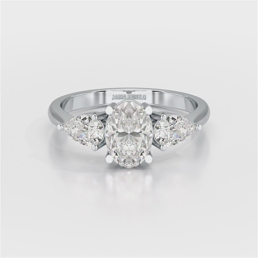 2.1 CT Oval Cut Three Stone Lab Diamond Ring