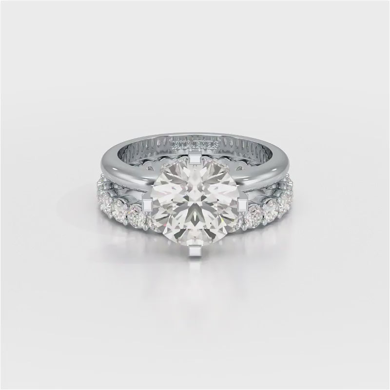 3.27 CT Round Cut Lab Diamond Hidden Halo Ring