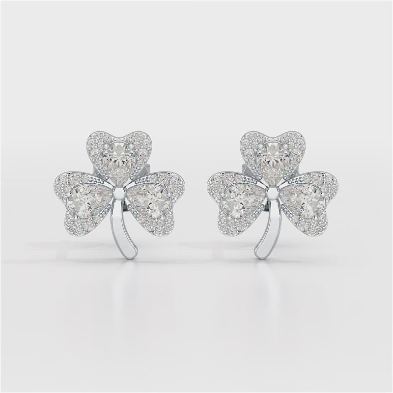 1.30 CT Petal Earring with Pear and Rounds Cut Lab Diamonds