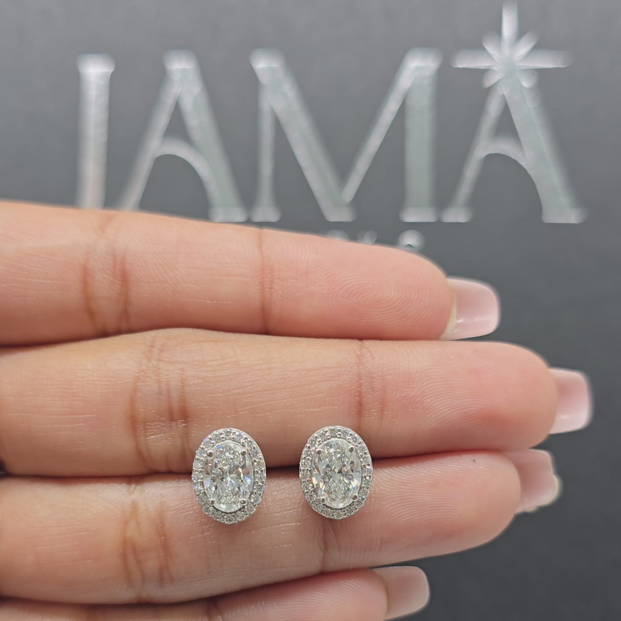 2.60 CT Halo Oval Cut Diamond Stud Earring (Ready for Delivery)