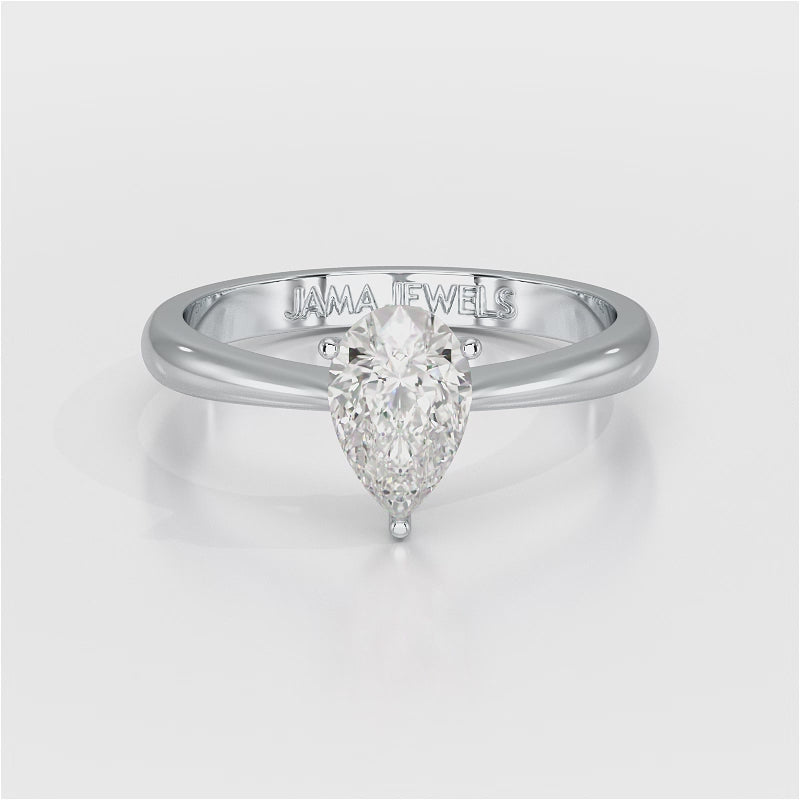 1 Ct Solitaire Pear Shape Lab Diamond Ring