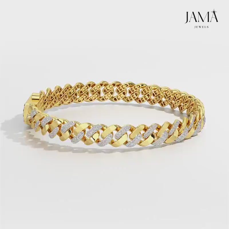 2.62 CT Round Cut Men's Cuban Bracelet