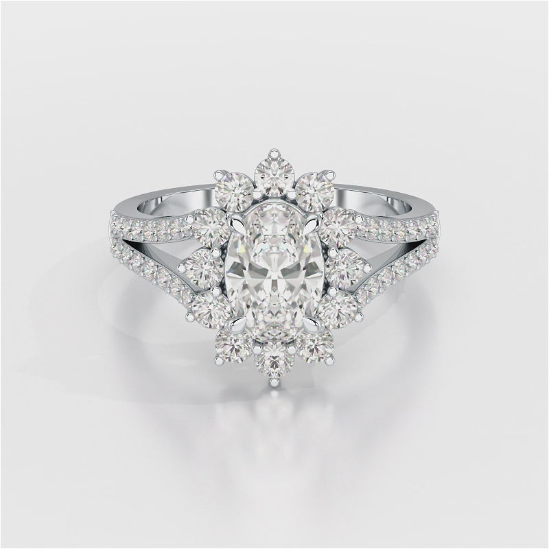 1.94 CT Oval Cut Halo Lab Diamond Ring
