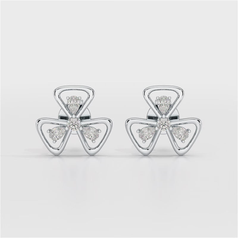 0.40 CT Lab Diamond Round Cut Petal Earring