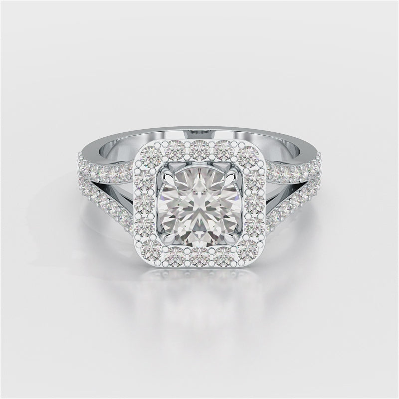 1.74 Round Cut Halo Lab Diamond Ring