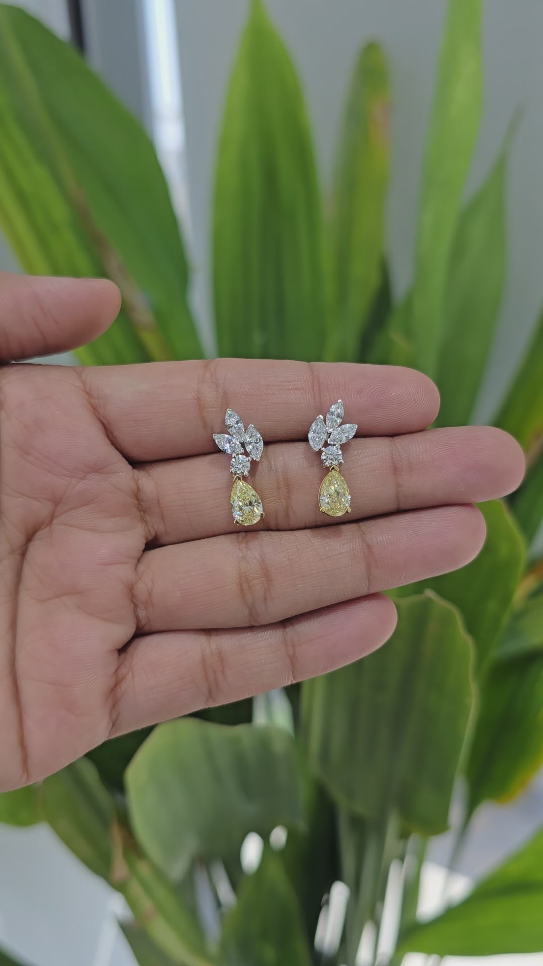 3.50 CT Marquise and Round Cut Lab Diamond Drop Earring (Ready for Delivery)