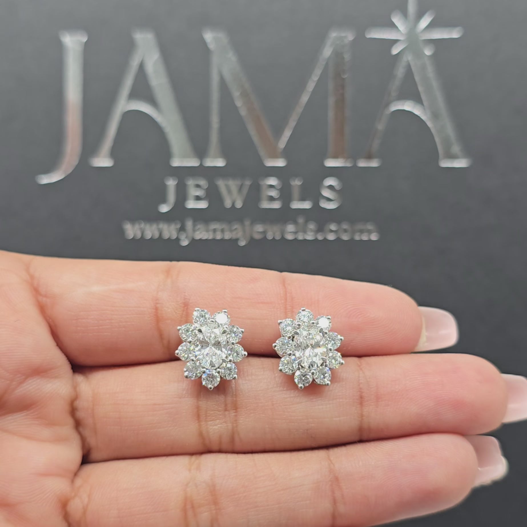 3.05 CT Flower Shaped Diamond Stud Earring (Ready for Delivery)