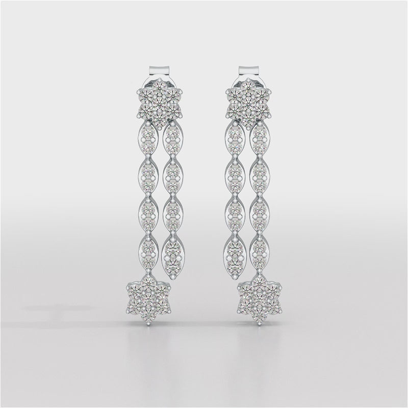 0.79 CT Drop & Dangle Lab Diamond Wedding Earrings - Jama Jewels 