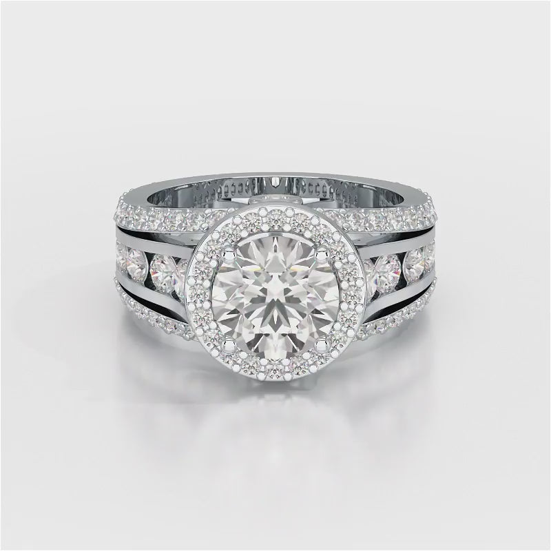 3.78 CT Round Cut Halo Lab Diamond Ring