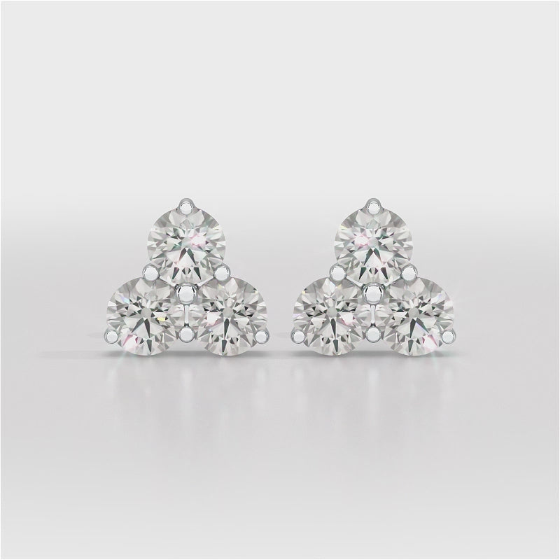 2 CT Three Stone Round Lab Diamond Earring