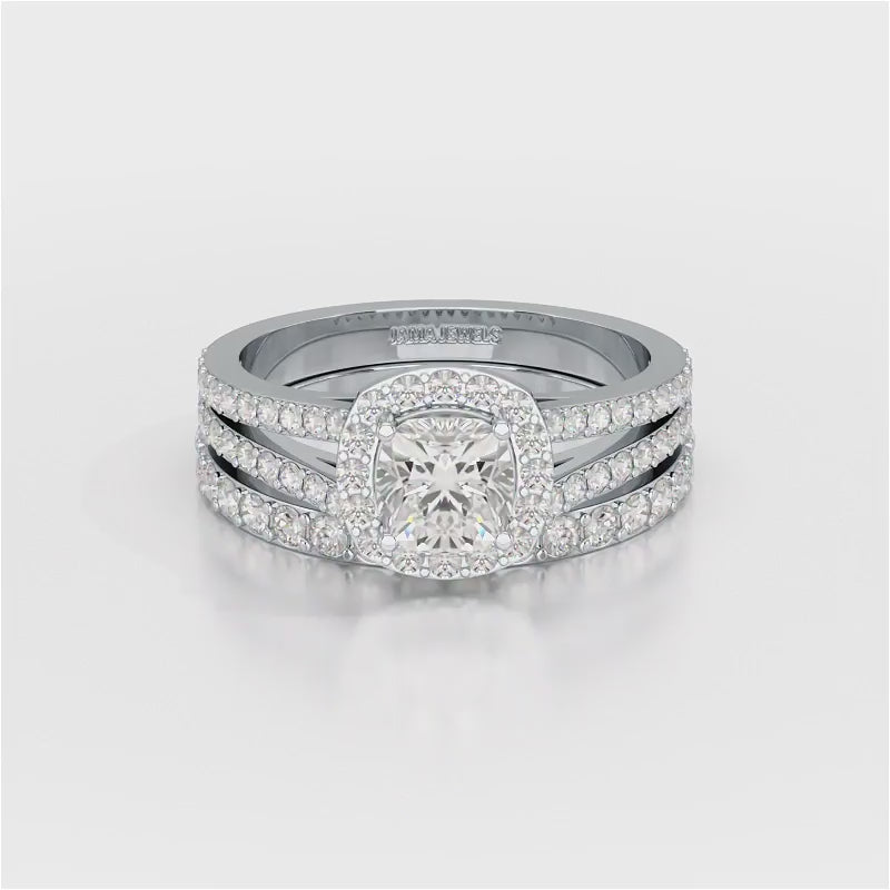 2.12 CT Cushion Cut Halo Lab Diamond  Ring