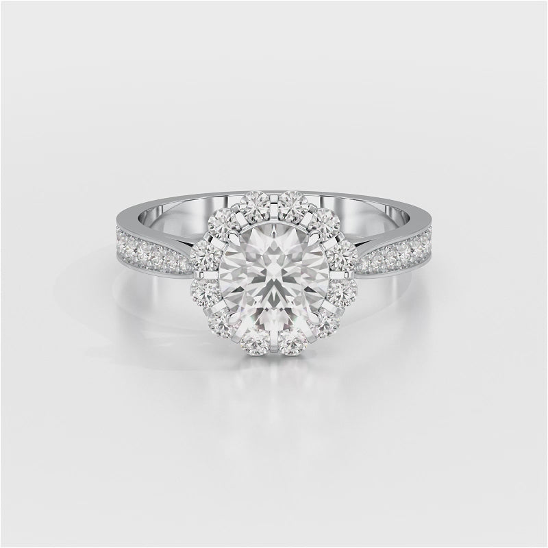 1.55 CT Round Cut Halo Lab Diamond Ring