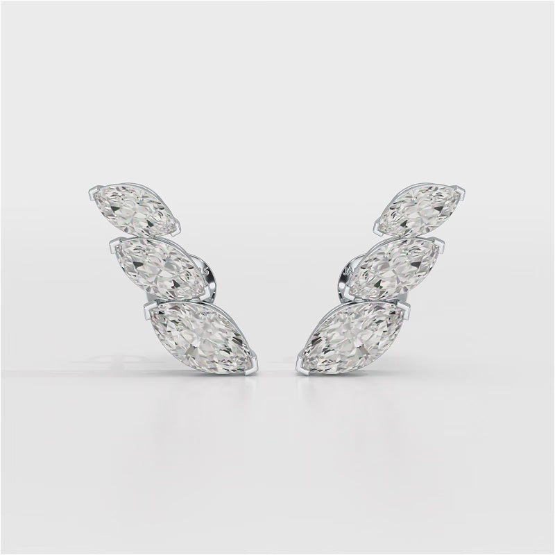 2.9 CT Trilogy Marquise Cut Lab Diamond Climber Earring