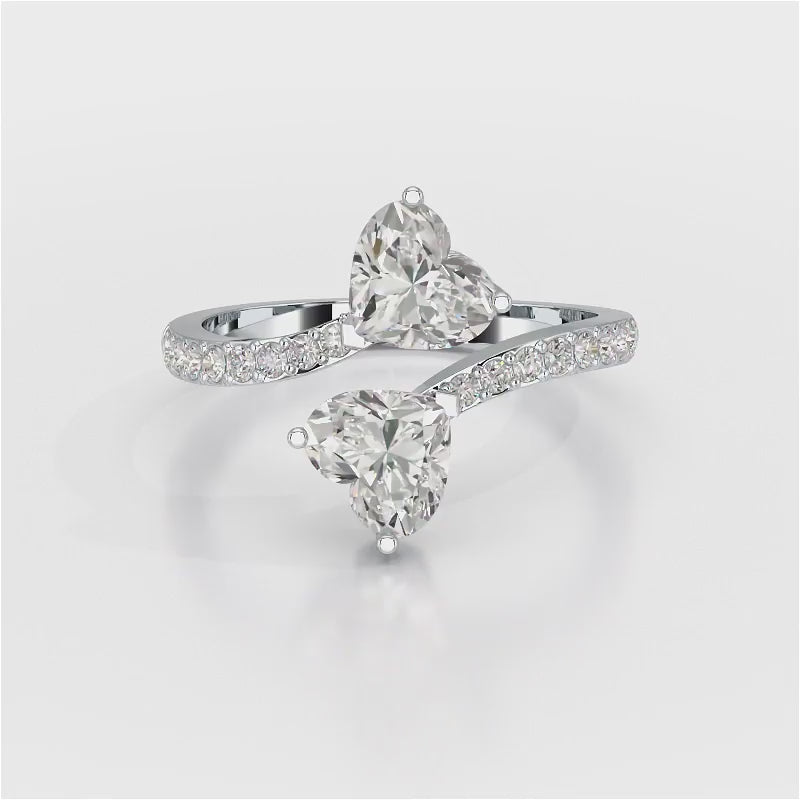 2.1 CT Double Heart Shaped Lab Diamond Ring