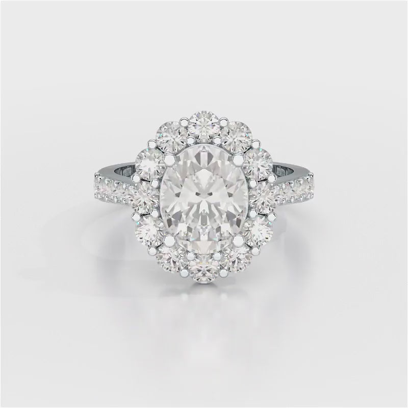 4 CT Oval Cut Halo Lab Diamond Ring