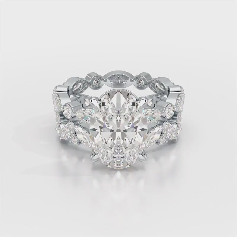 6.56 CT Oval and Marquise Cut Lab Diamond Ring