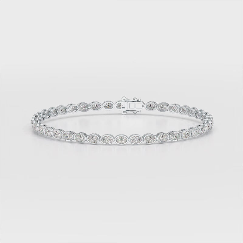 3.80 CT Oval Cut Diamond Bezel Tennis Bracelet