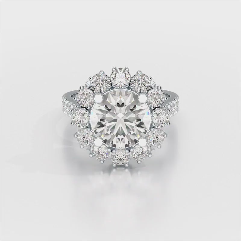 4 CT Round Cut Hidden Halo Lab Diamond Ring