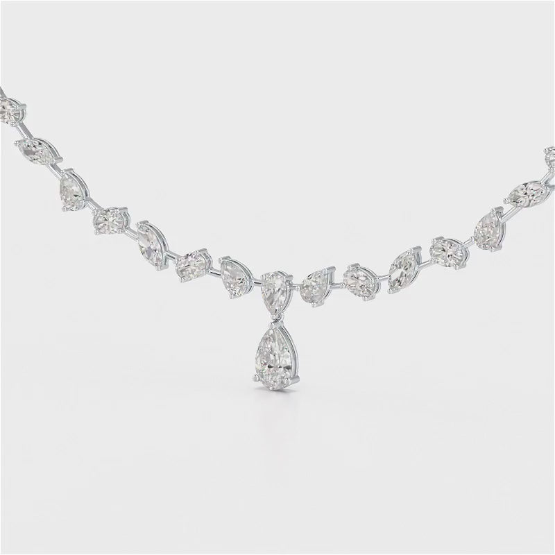 20.83 CT Lab Diamond Pear Cut Emerald Necklace