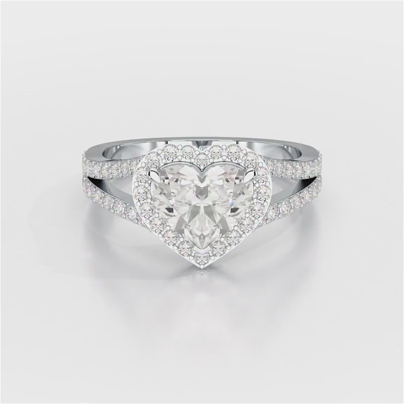 2.35 CT Lab Diamond Heart Shaped Halo Ring