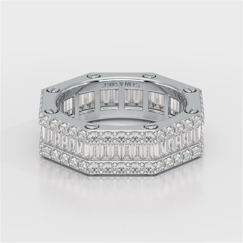 4.45 CT Baguette Cut Lab Diamond Men's Ring