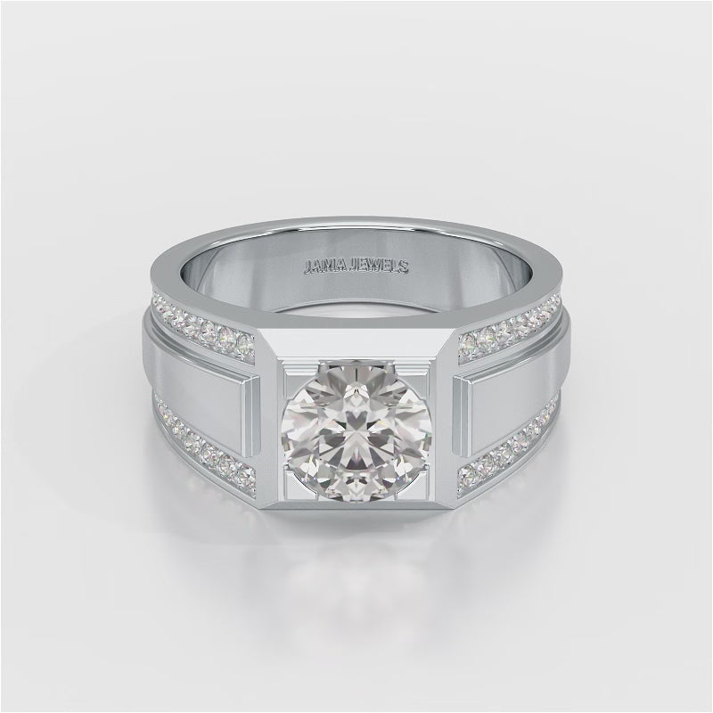2.42 CT Round Shape Lab Diamond Men's Ring