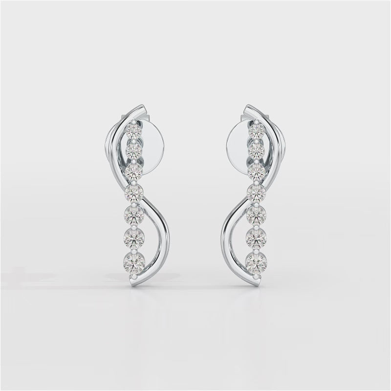 0.35 CT Swirl Lab Diamond Round Journey Earring