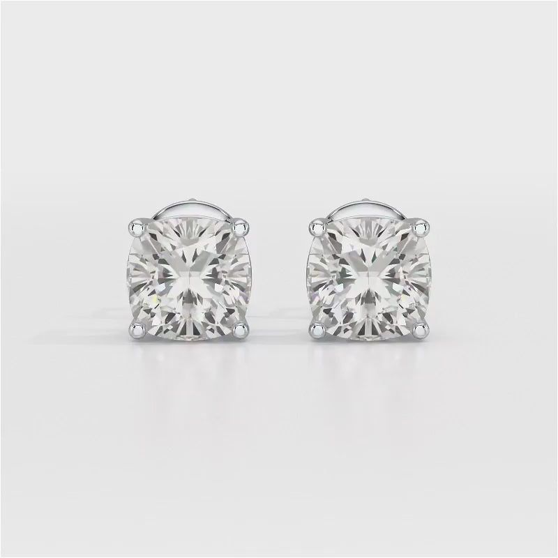 1 CT Cushion Lab Diamond Stud Earrings