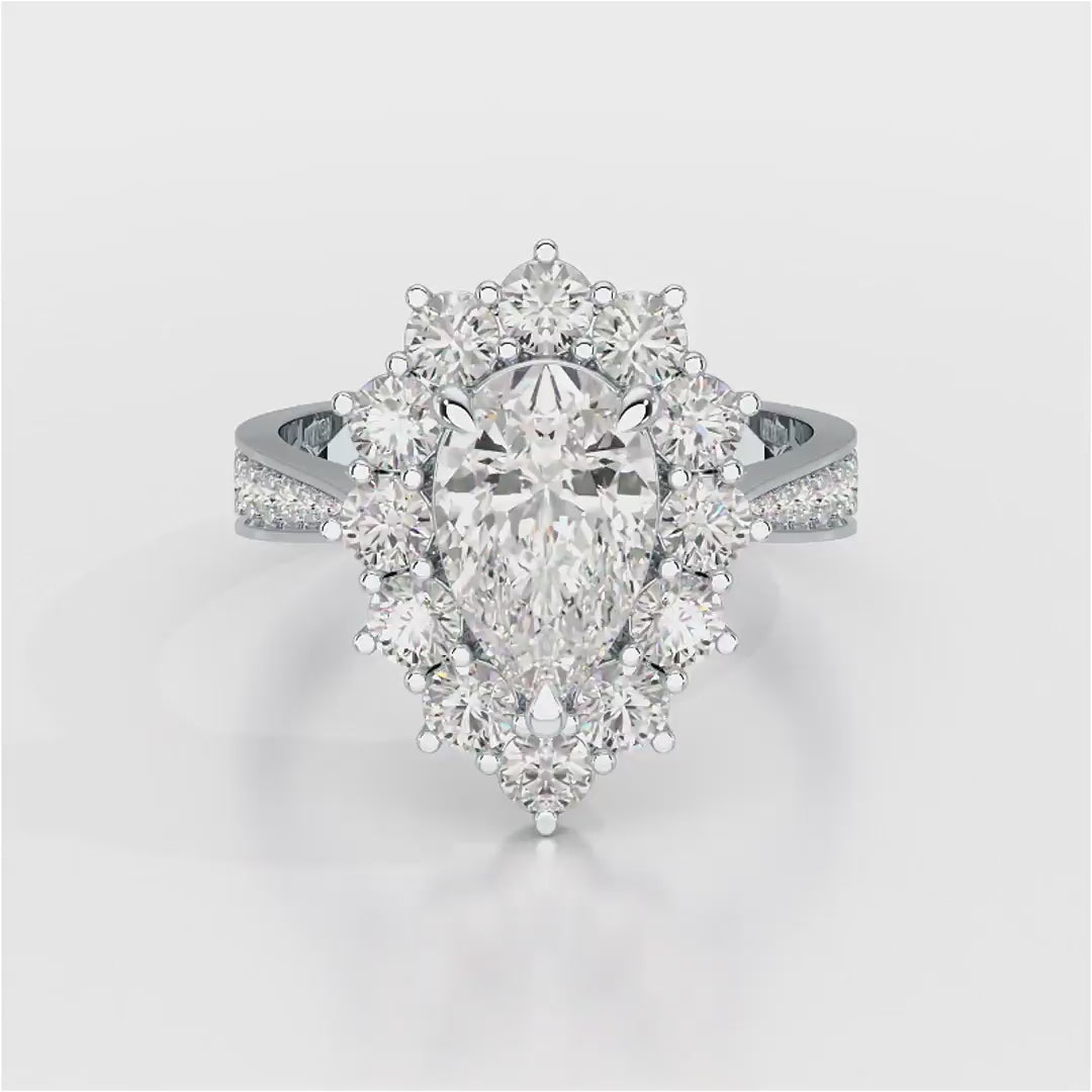 3.41 CT Pear Cut Halo Lab Diamond Ring
