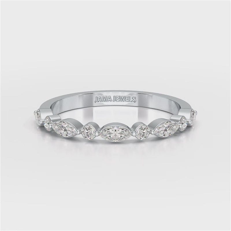 0.45 CT Half Eternity Ring with Marquise & Round Cut Lab Diamonds