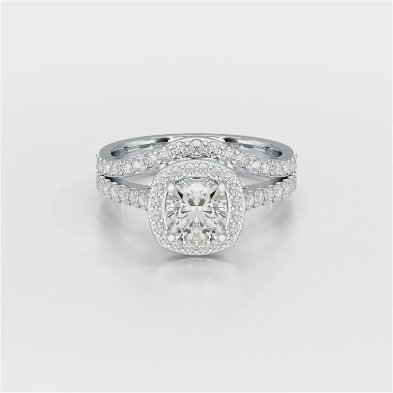 1.77 CT Cushion Cut Halo Layered Lab Diamond Ring
