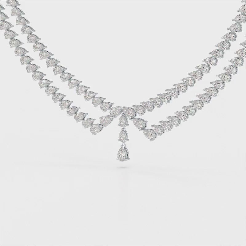 49.5 CT Lab Diamond Pear Cut Two Layer Necklace