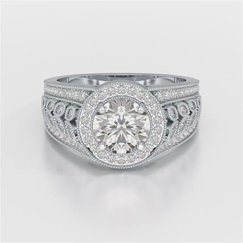 2.03 CT Round Cut Halo Lab Diamond Ring